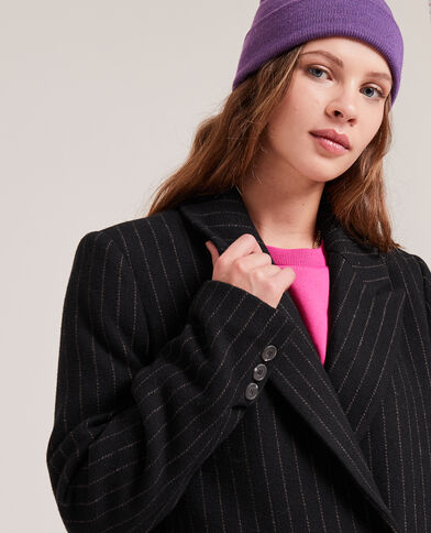 Manteau long avec laine noir - Pimkie