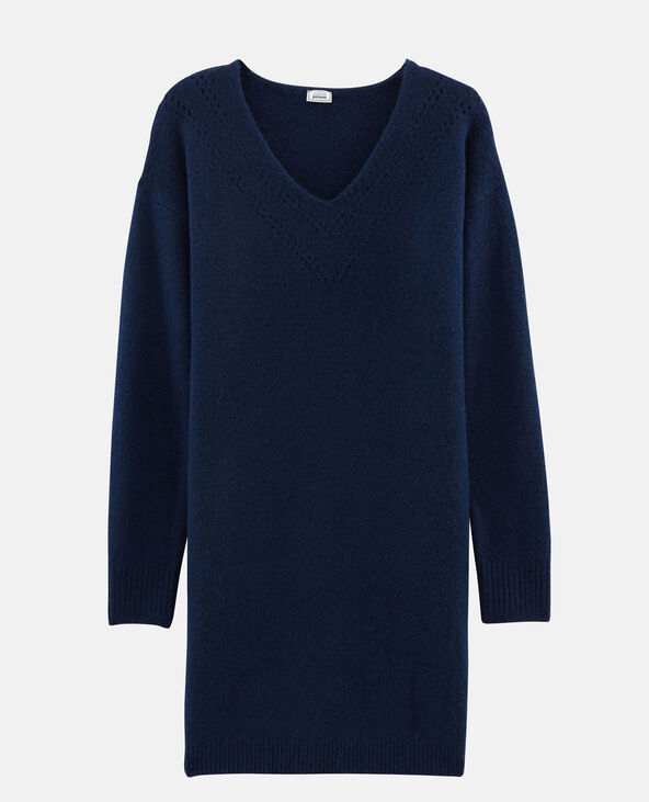 Robe pull à col V bleu foncé - Pimkie