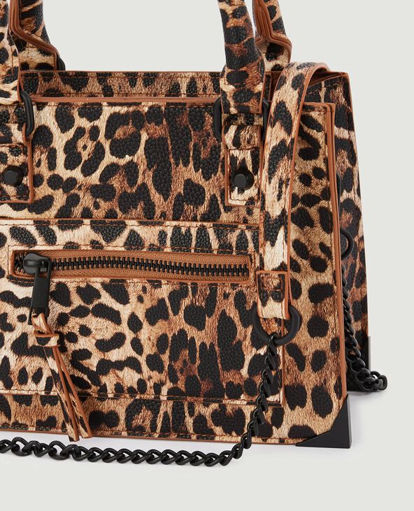 Sac boxy avec poignées motif léopard marron chiné - Pimkie