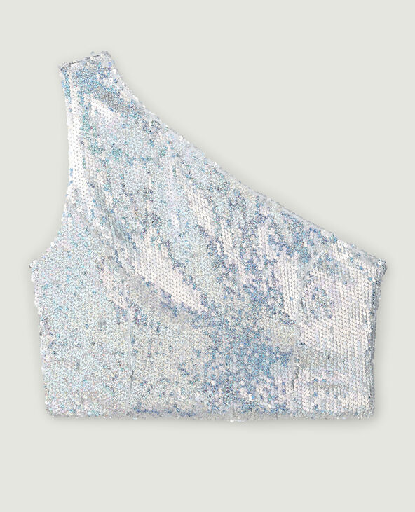 Crop top asymétrique à sequins brillants gris - Pimkie