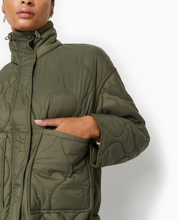 Veste matelassée + écharpe assortie vert kaki - Pimkie