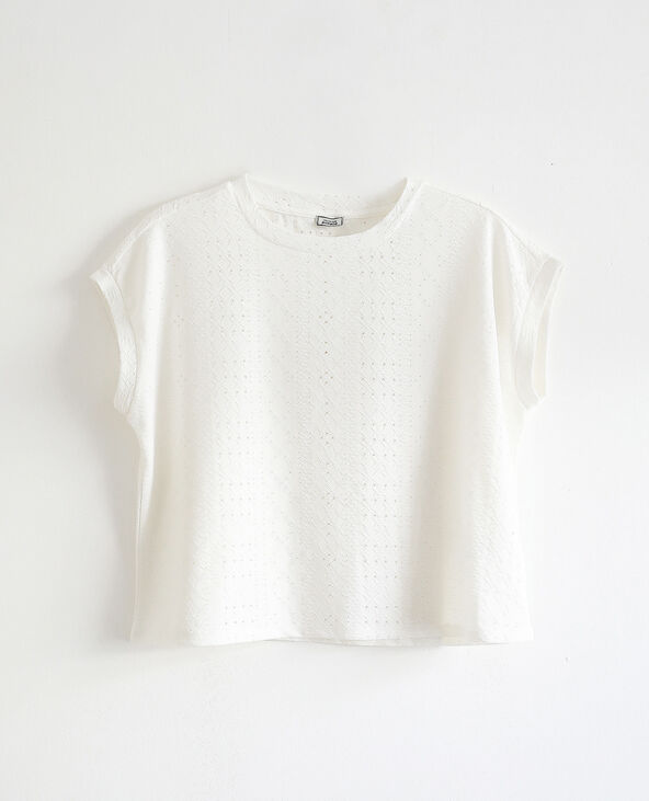 T-shirt à broderies blanc - Pimkie