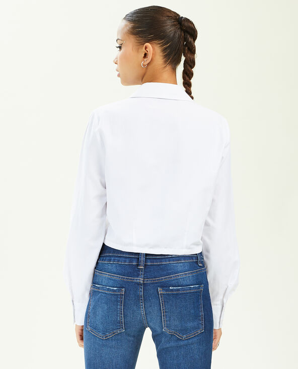 Chemise cropped manches longues blanc - Pimkie