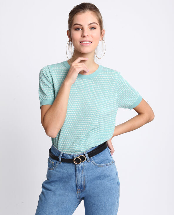Top nid d'abeille vert de gris - Pimkie
