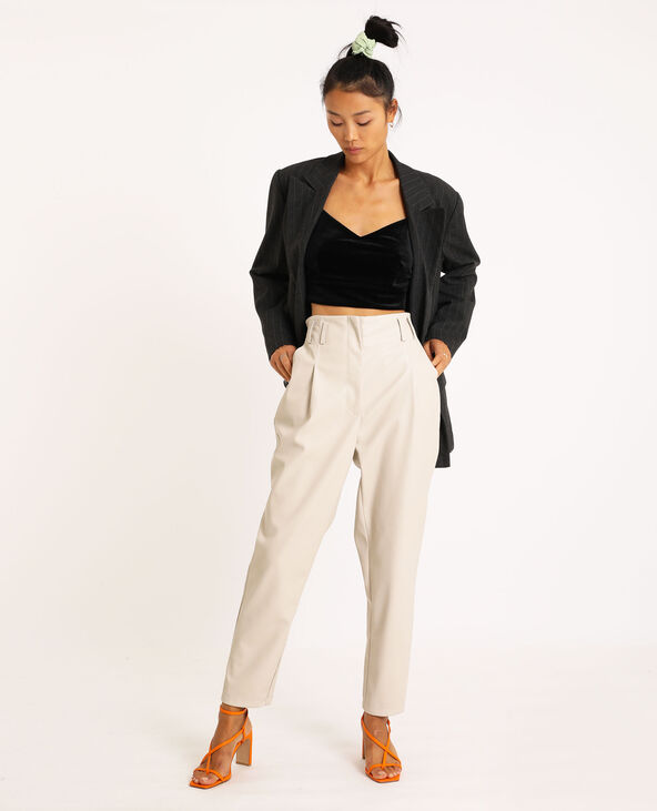 Pantalon city en simili cuir beige - Pimkie