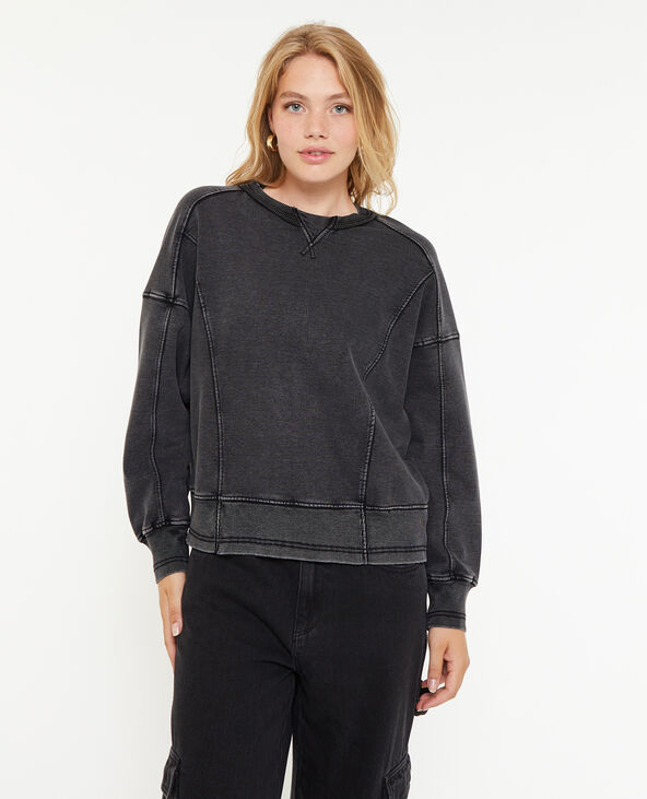 Sweat loose avec jeux de coutures gris foncé - Pimkie