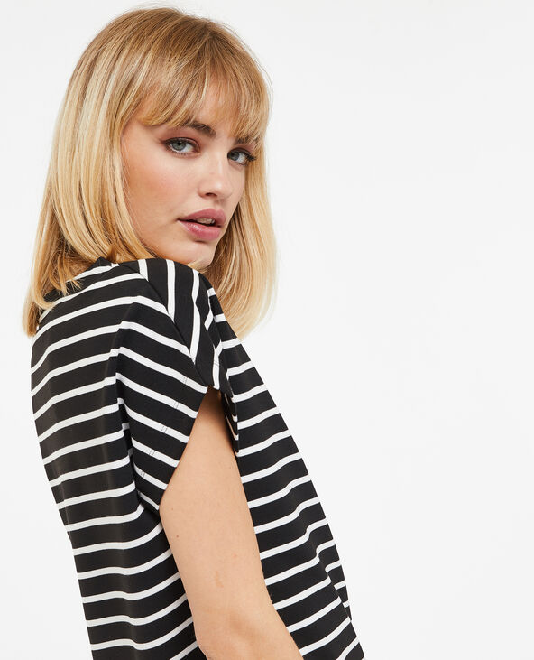 T-shirt blanc rayé avec grandes emmanchures noir - Pimkie