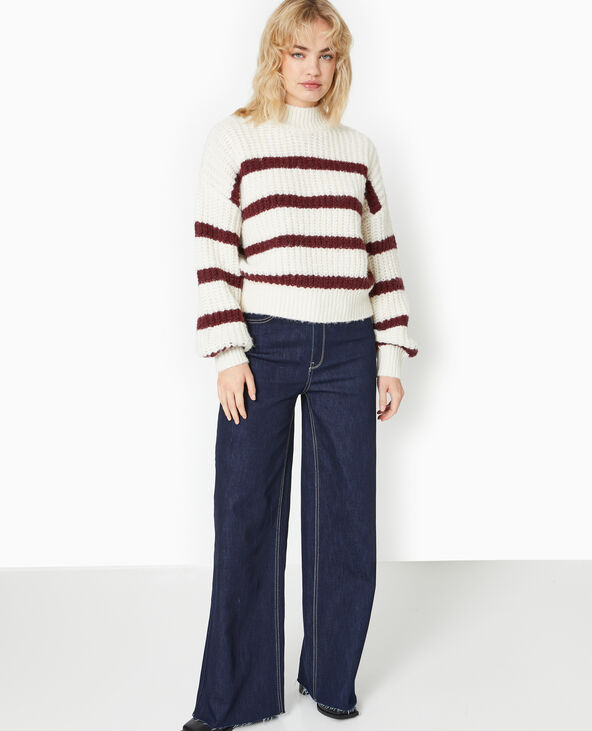 Pull grosse maille avec rayures blanc - Pimkie