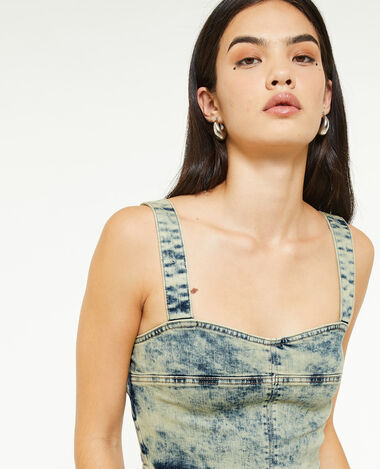 Brassière en jean bleu - Pimkie