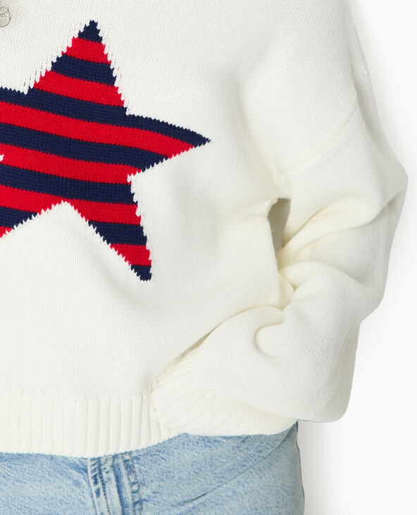 Pull en maille avec étoile blanc - Pimkie