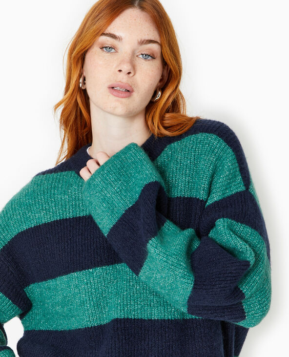 Pull oversize en maille rayée bleu marine - Pimkie