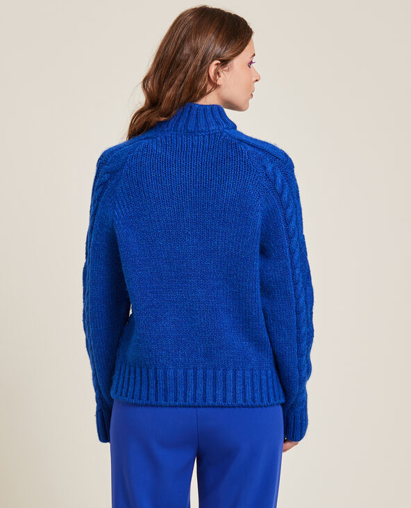 Pull col montant maille torsadée bleu électrique - Pimkie