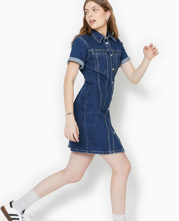 Robe courte et moulante en jean bleu - Pimkie