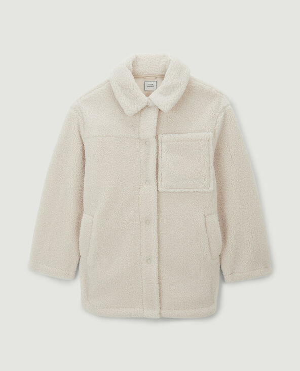 Veste droite en sherpa blanc - Pimkie