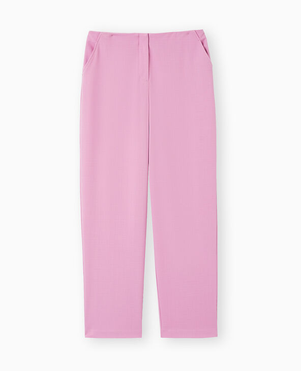 Pantalon droit en tissu reliéfé rose fuchsia - Pimkie