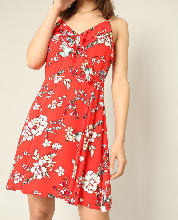 Robe imprimé fleuri rouge - Pimkie