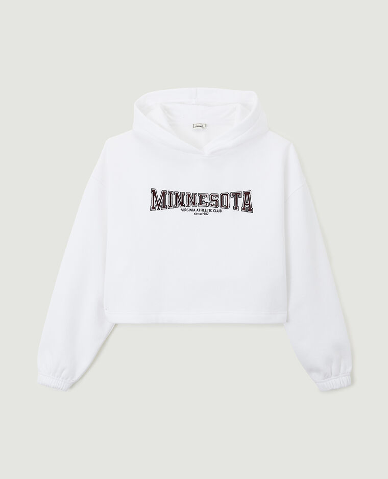 Sweat en molleton cropped blanc - Pimkie