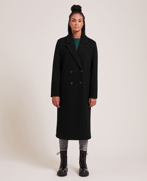 Manteau long laine noir new arrivals