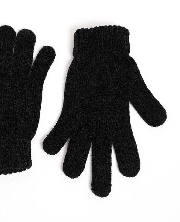 Gants maille chenille noir - Pimkie