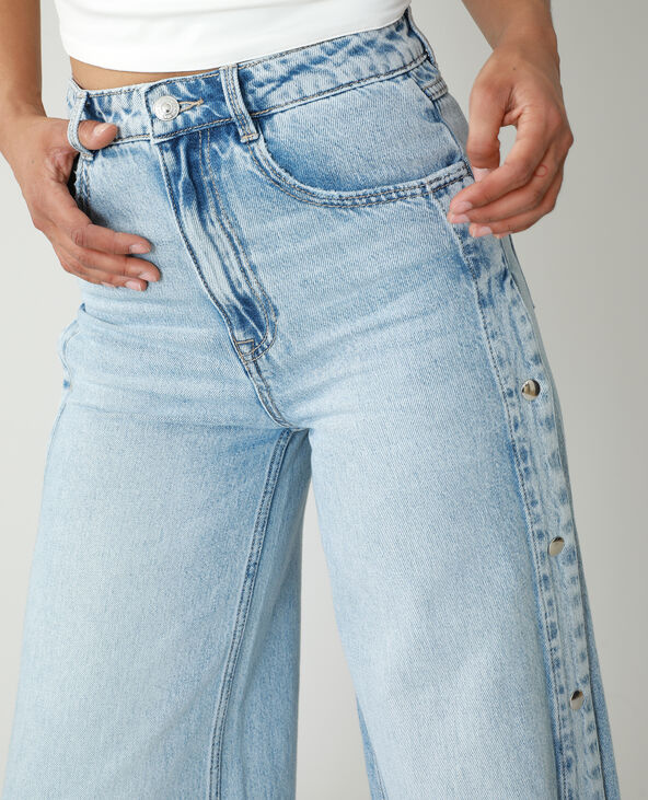 Jean wide leg high waist pressionné bleu clair - Pimkie