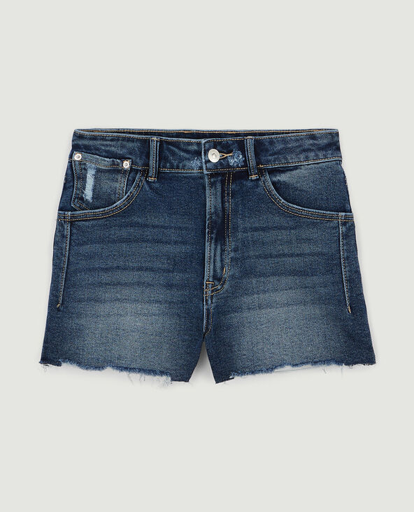 Short en jean destroy taille haute bleu - Pimkie