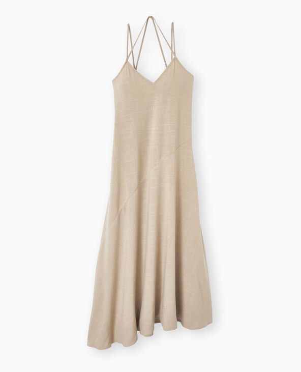 Robe longue avec lin beige - Pimkie