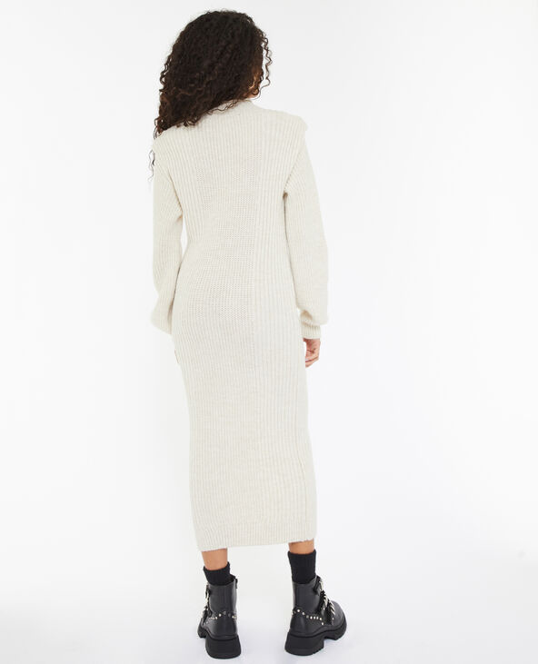Robe pull longue avec effet épaulette sable - Pimkie