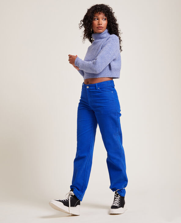 Pantalon droit en velours côtelé bleu électrique - Pimkie