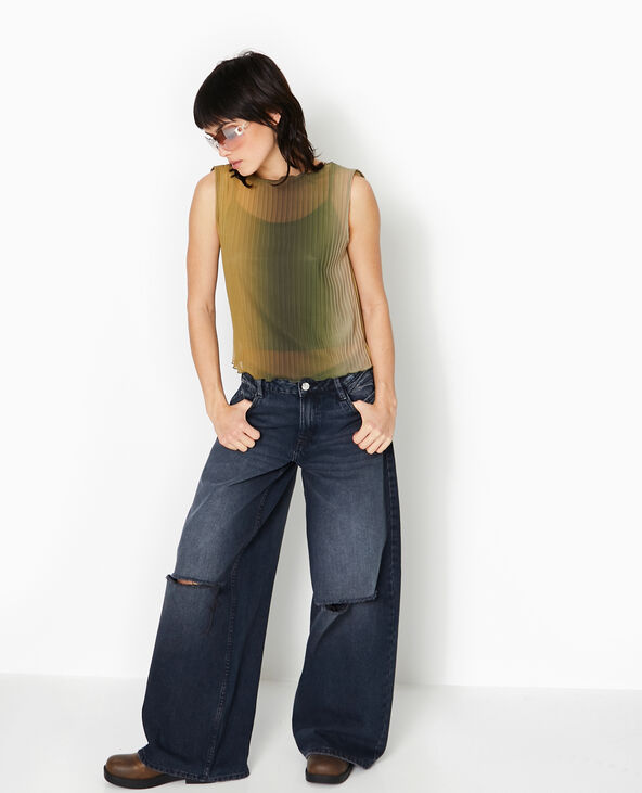 Top sans manches en tulle plissé vert clair - Pimkie
