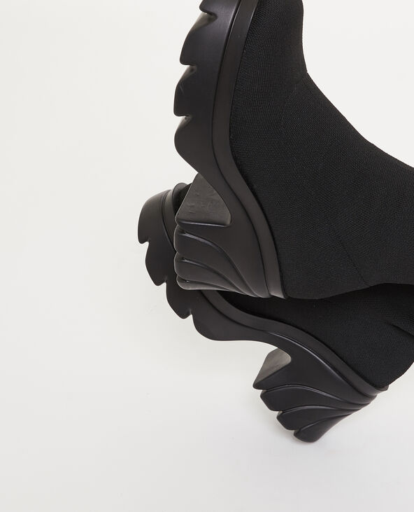 Bottes cuissardes en maille avec semelles plateformes noir - Pimkie