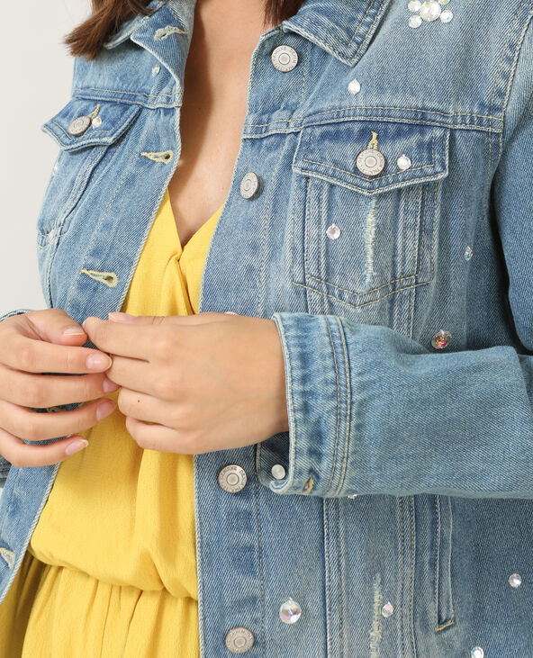 Veste en jean à strass bleu - Pimkie