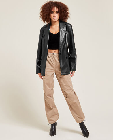 Veste blazer en simili cuir noir - Pimkie