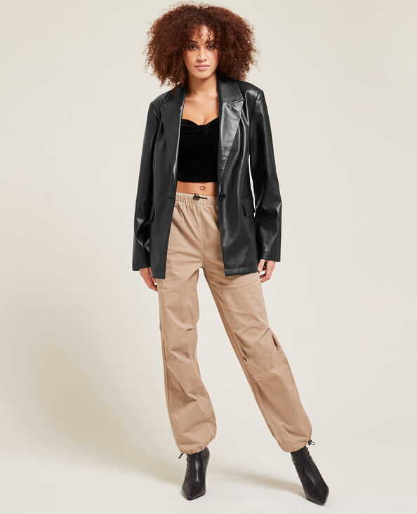 Veste blazer en simili cuir noir - Pimkie