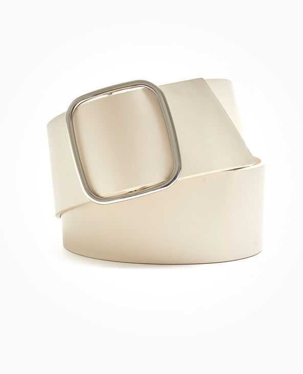Ceinture large avec boucle carrée beige - Pimkie