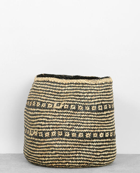 Grand panier en paille noir - Pimkie