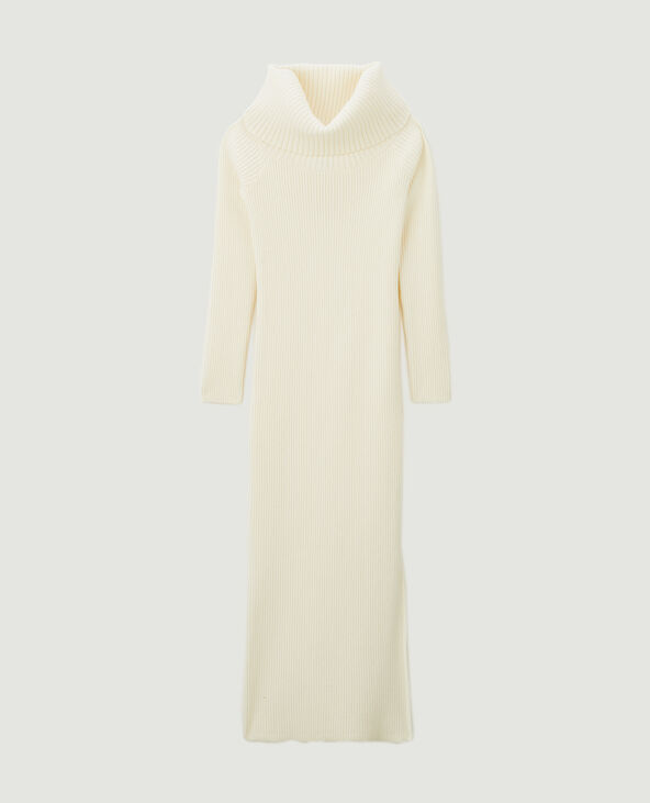 Robe longue en maille encolure Bardot écru - Pimkie