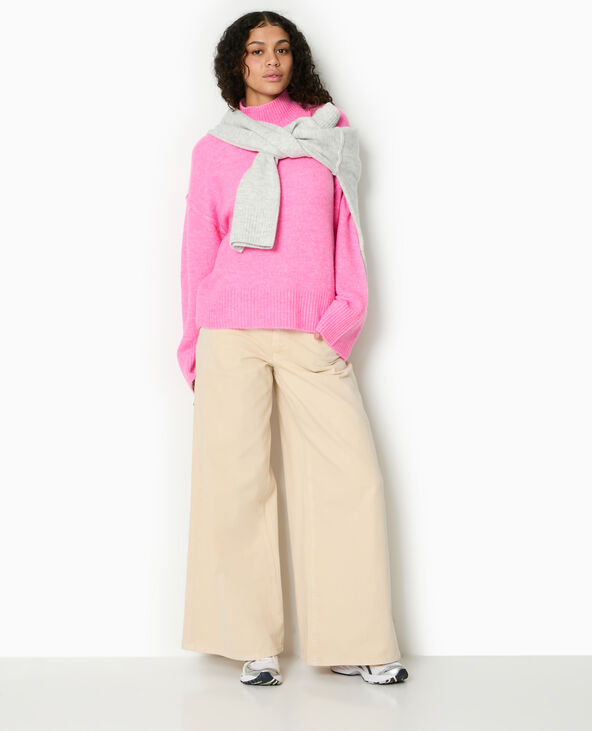 Pull col montant manches larges rose - Pimkie