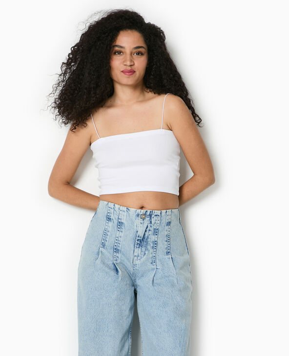 Top bandeau court avec bretelles fines blanc - Pimkie