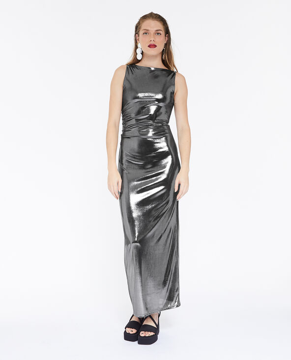 Robe longue argentée avec fronces argenté - Pimkie