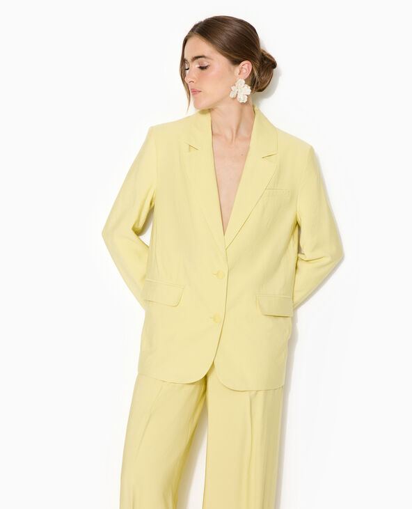 Veste blazer oversize en tissu fluide jaune - Pimkie