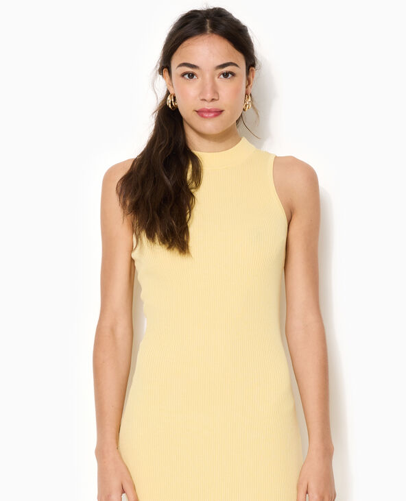 Robe longue et moulante en maille côtelée Jaune pâle - Pimkie