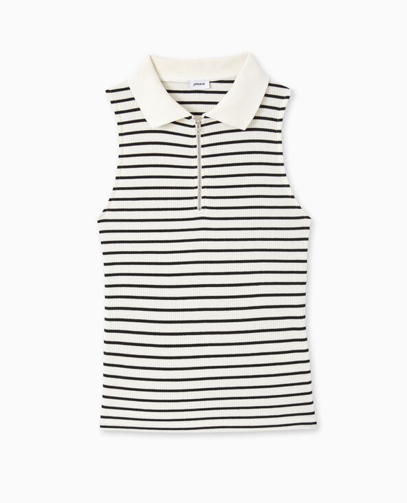 Top zippé sans manches avec col polo blanc - Pimkie