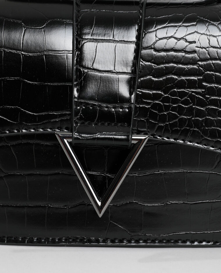 Sac boxy effet croco noir - Pimkie