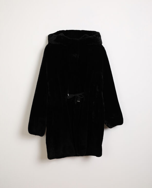 Manteau fausse fourrure noir - Pimkie