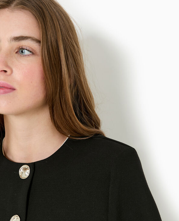 Veste droite et courte avec boutons fantaisie noir - Pimkie