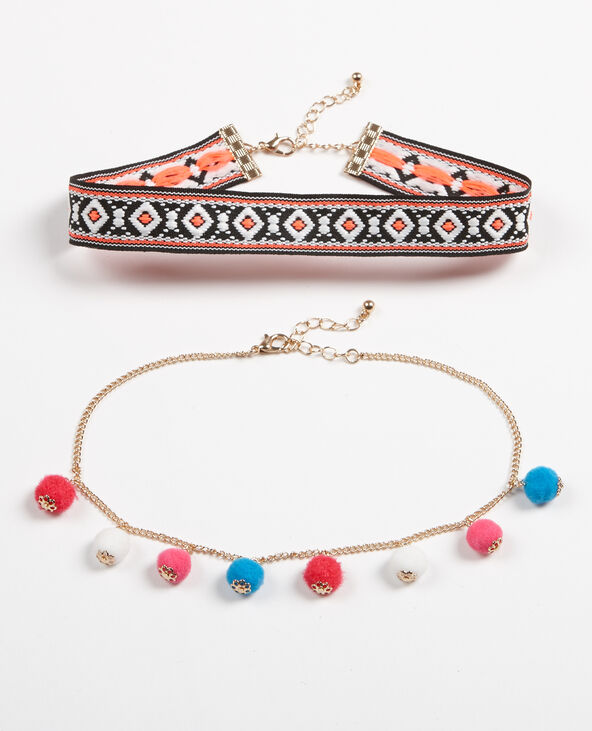 Collier multi-rangs à pompons rose - Pimkie