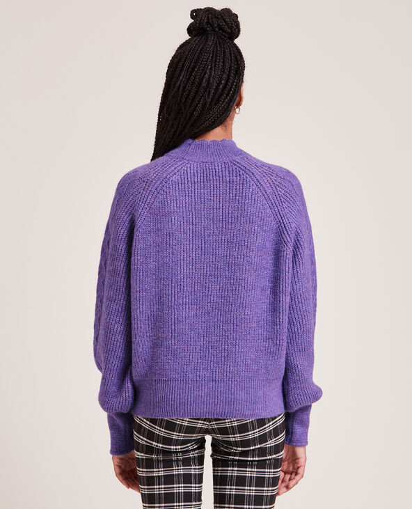 Pull maille torsadée col montant violet - Pimkie