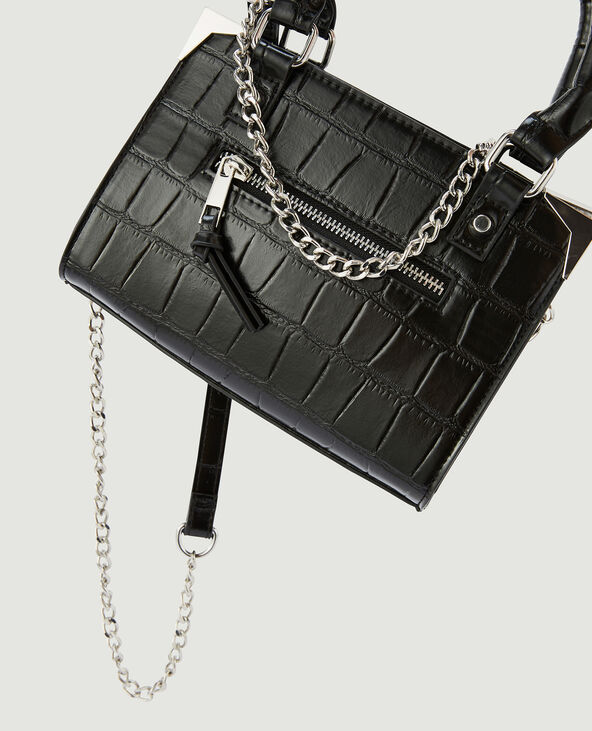 Sac boxy effet croco noir - Pimkie
