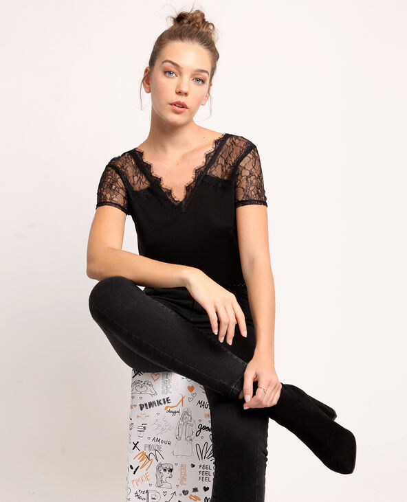 Top en dentelle noir - Pimkie