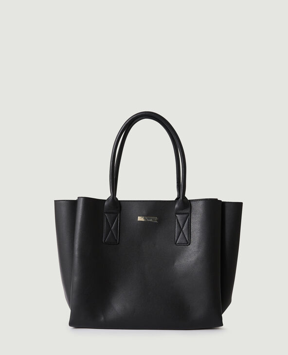 Sac cabas en simili cuir noir - Pimkie